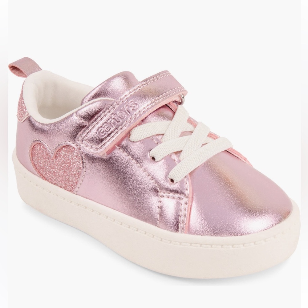Carters Perrie metallic pink glitter hearts girl toddler tennis shoes sneakers